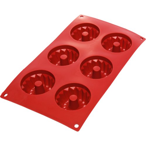 WAS Germany Silikonbackform Mini Gugelhupf mit 6 Mulden für professionelle Backanwendungen