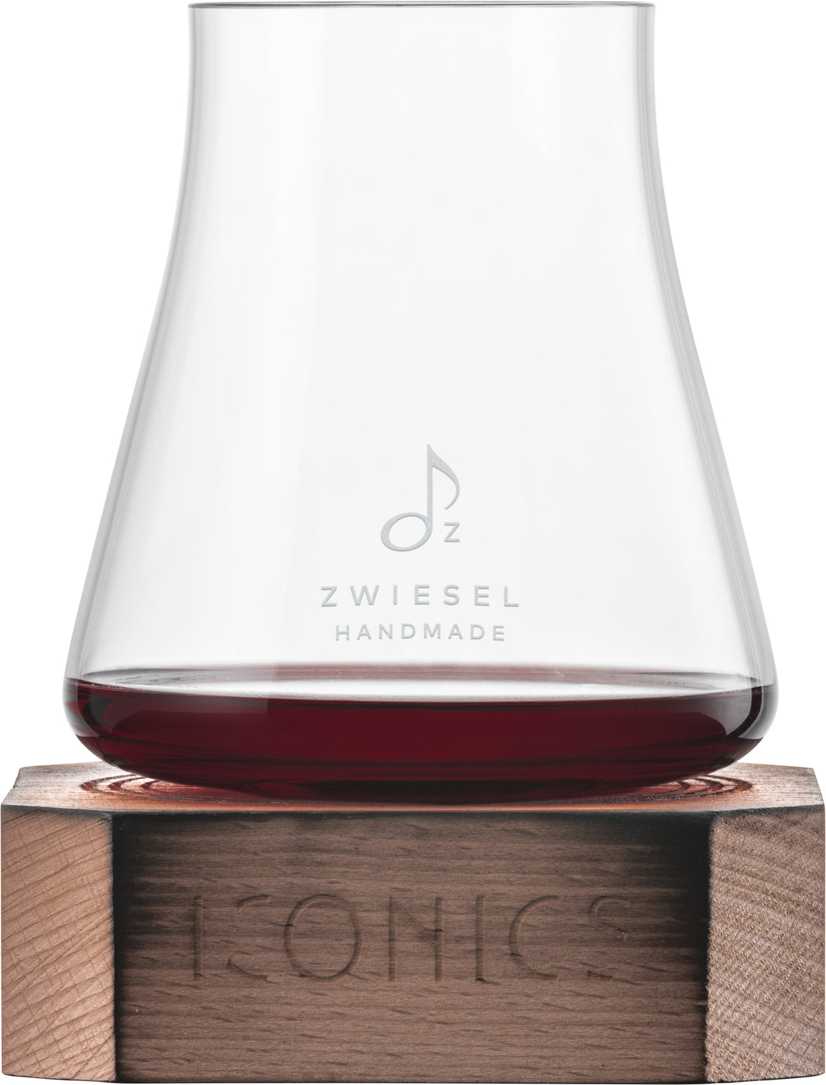 ZwieselGlas Handmade Becher CONICS 79 mit Holzsockel für stilvolles Servieren