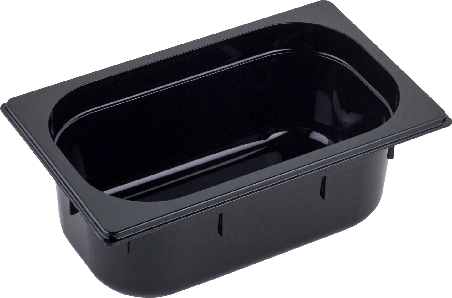 cent GN Behälter 1/4 Polycarbonat schwarz T: 100mm, 2,5L für die Lagerung von Lebensmitteln