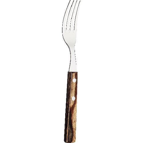 Tramontina Steak-/Pizzabesteck Churrasco Gabel 20cm, ergonomischer Holzgriff, Edelstahlklinge