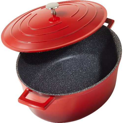 Stoneline Bräter mit Deckel, 32x25x12cm, 6,6L, rot, für professionelle Küchen