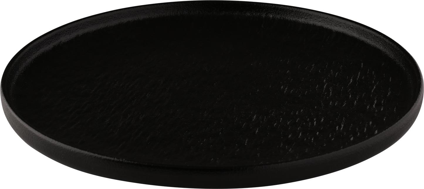 fivestars Lavanit flacher Teller aus Porzellan, Ø25,5cm, schwarz, ideal für Gastronomie