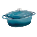 Lacor Kasserolle mit Deckel oval 29x21,5x11cm 4L Gusseisen ocean