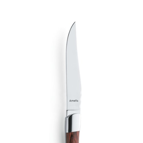 Amefa ROYAL STEAK Steakmesser mit poliertem Pakkaholzgriff für präzises Zerteilen von Fleisch.