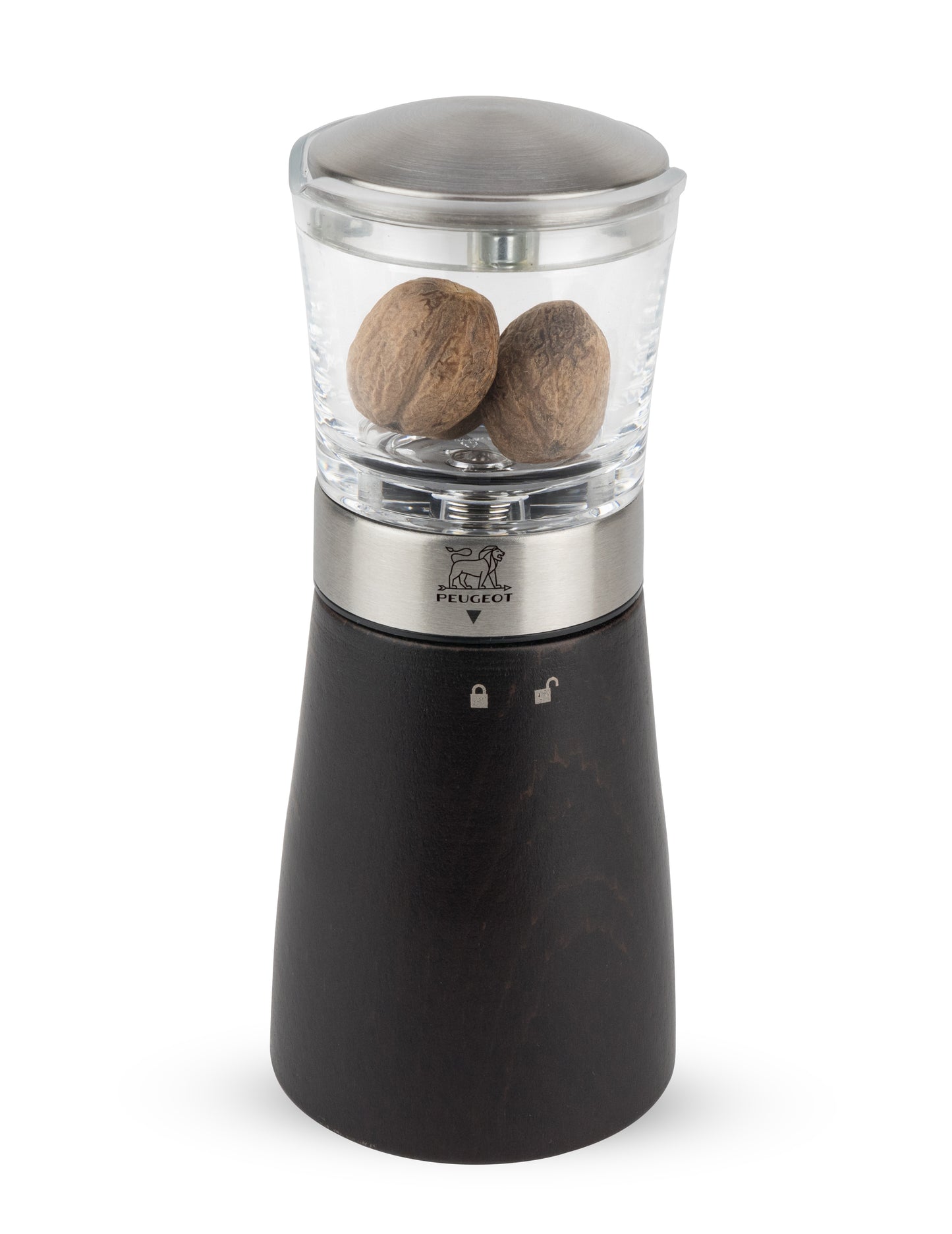 PEUGEOT Muskatmühle Madras aus Edelstahl und Holz für frisches Muskat-Aroma