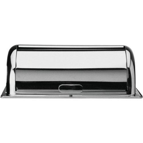 Rolltop-Deckel aus Edelstahl für Chafing Dishes, klappbar und hygienisch.