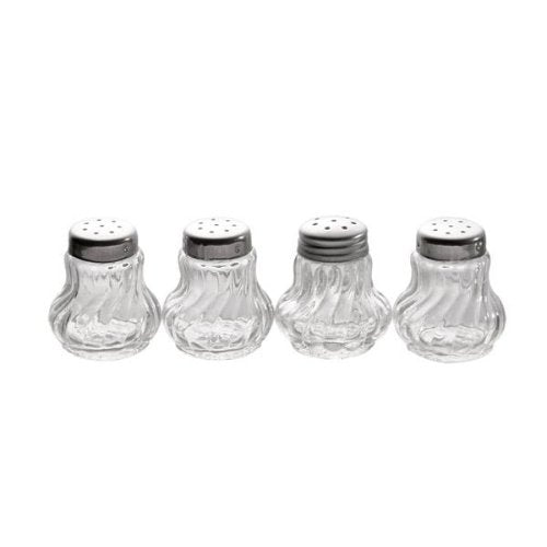 APS Ministreuer 4er Set aus Glas mit Edelstahl-Deckel für Gewürze