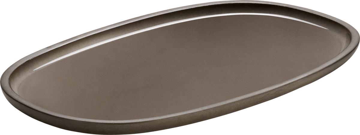 RENEW Platte oval coup taupe 30x18cm – Servierplatte aus Steinzeug für die Gastronomie