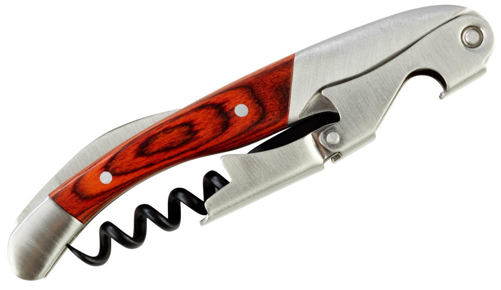 APS Kellnermesser -BOTTLEMASTER- aus Edelstahl und Holz für den Gastronomieeinsatz