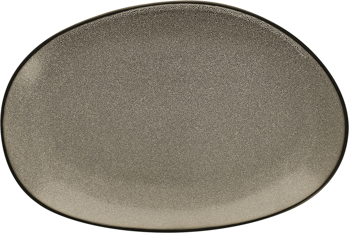 Fortessa Dinnerware STON GRAU Platte oval coup 36cm für die Präsentation von Speisen in der Gastronomie