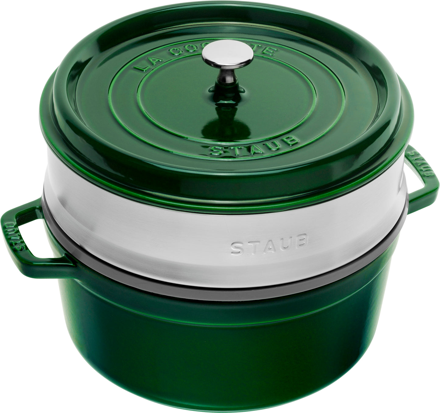 Staub Cocotte mit Dämpfeinsatz, 26 cm, für gesunde Zubereitung von Speisen.