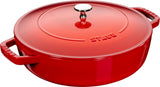 Staub Bräter mit Chistera Drop-Structure , 28 cm | rund | Gusseisen | Kirsch-Rot