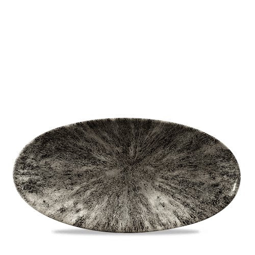 Churchill Super Vitrified Stone Quartz Black Chefplatte oval 30x15cm für Gastronomie