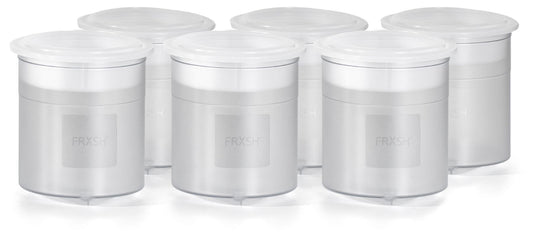 FRXSH Kunststoffbecher mit Cap, Set à 6 - für die Verarbeitung von tiefgefrorenen Lebensmitteln