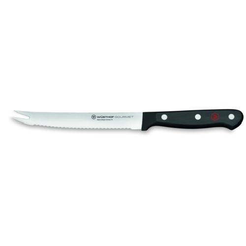 WÜSTHOF Tomatenmesser mit Wellenschliff 14 cm für präzises Schneiden von Tomaten und Käse.