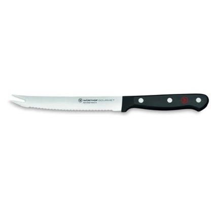 WÜSTHOF Tomatenmesser mit Wellenschliff 14 cm für präzises Schneiden von Tomaten und Käse.