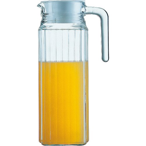 Arcoroc Krug Quadro mit Deckel, 1,1L Glas für Getränke