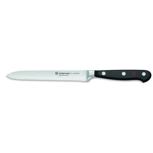 WÜSTHOF Aufschnittmesser mit Wellenschliff 14 cm für präzises Schneiden von Lebensmitteln.