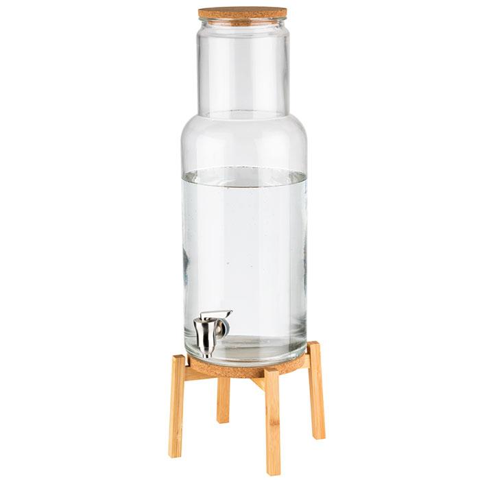 APS Getränkespender NORDIC WOOD mit Glasbehälter und Edelstahlzapfhahn für Gastronomie