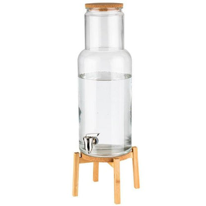 APS Getränkespender NORDIC WOOD mit Glasbehälter und Edelstahlzapfhahn für Gastronomie