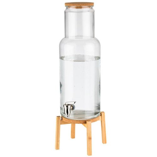 APS Getränkespender NORDIC WOOD mit Glasbehälter und Edelstahlzapfhahn für Gastronomie