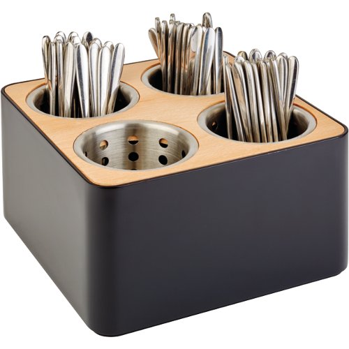 APS Besteckbehälter Square 27x27cm mit Edelstahl Köchern für Gastronomie