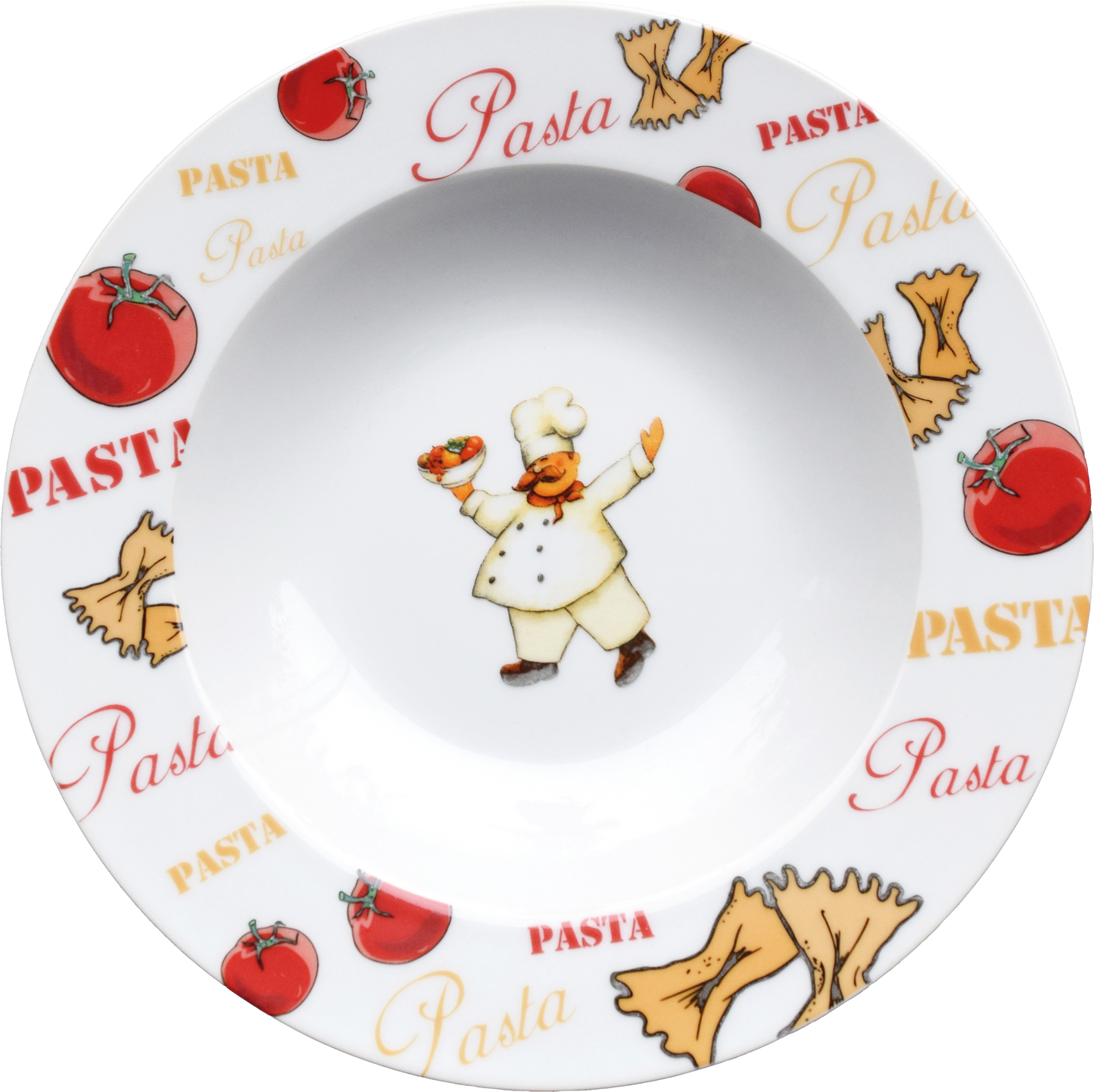 cent Pastateller weiß farbig gemustert, Porzellan, Ø 21,5 cm, ideal für Pasta und Kindergerichte