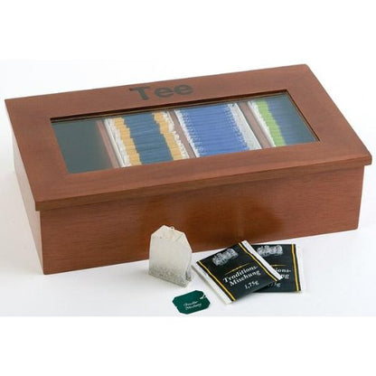 APS Teebox aus Rubberwood mit Sichtfenster zur Teeaufbewahrung