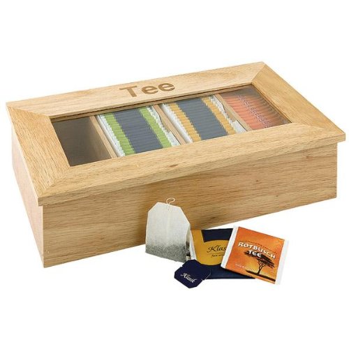 APS Teebox aus Rubberwood mit Sichtfenster für Teebeutel