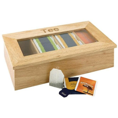 APS Teebox aus Rubberwood mit Sichtfenster für Teebeutel