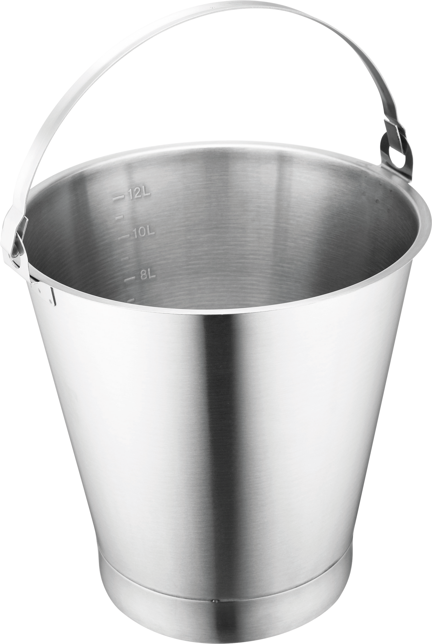 cent Eimer mit Skala und Bodenreifen aus Edelstahl, 12 Liter für die Gastronomie