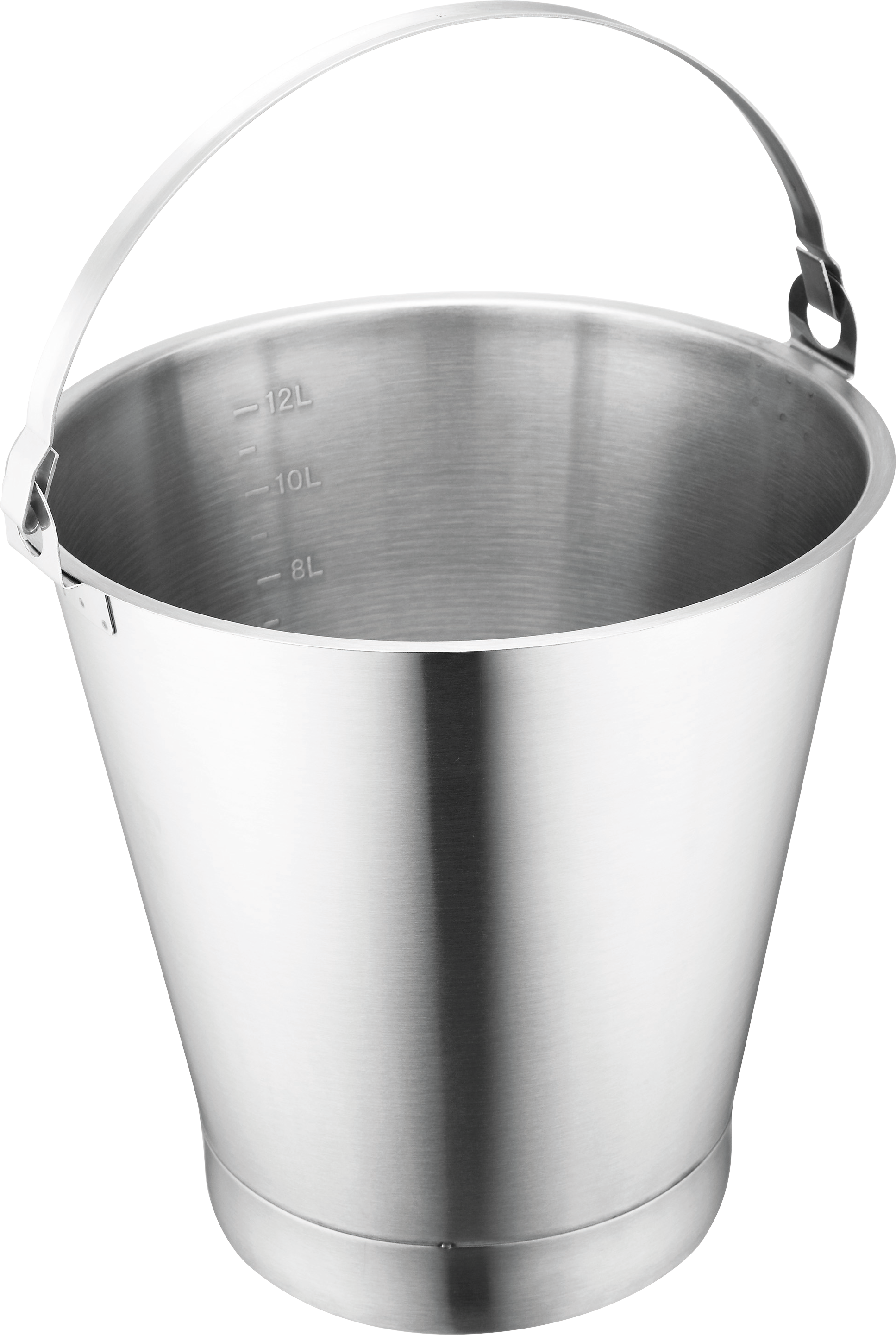 cent Eimer mit Skala und Bodenreifen aus Edelstahl, 12 Liter für die Gastronomie