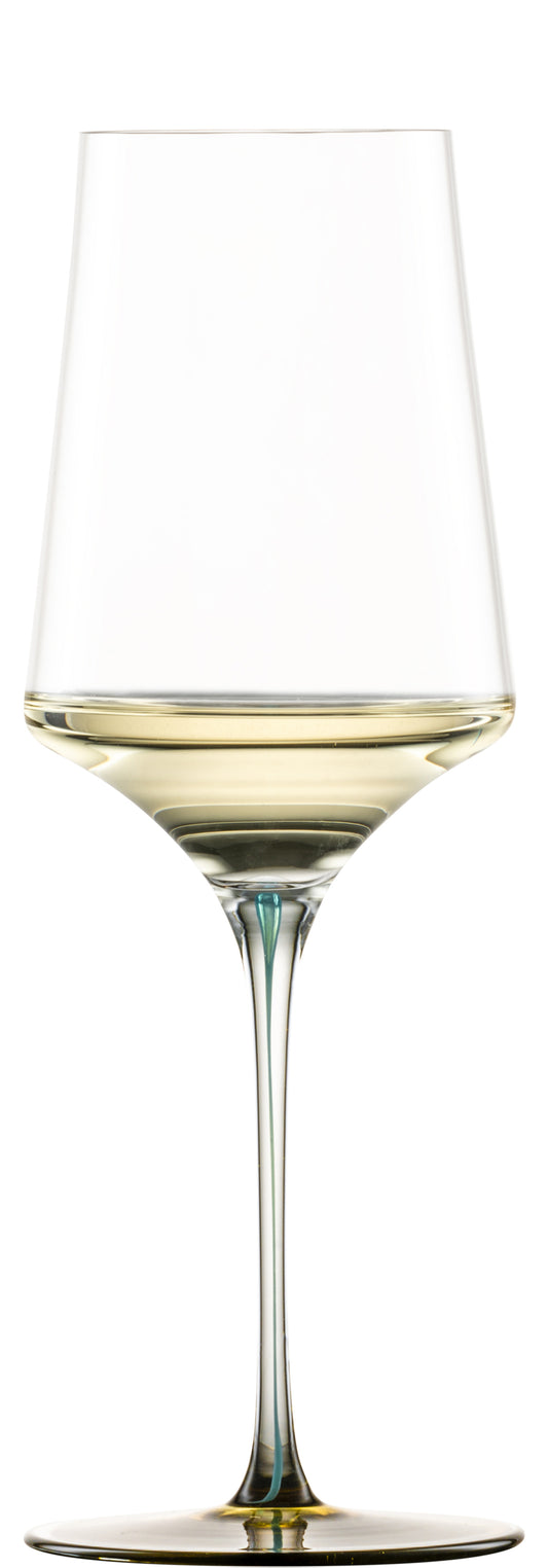 ZwieselGlas Handmade Weißweinglas INK in Ockergrün für Weißwein.