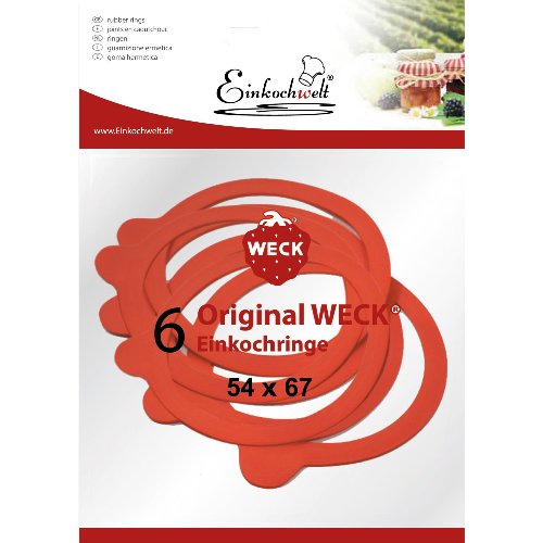 Weck Einkochringe rot für Weck-Gläser Ø 6cm, 6er Pack