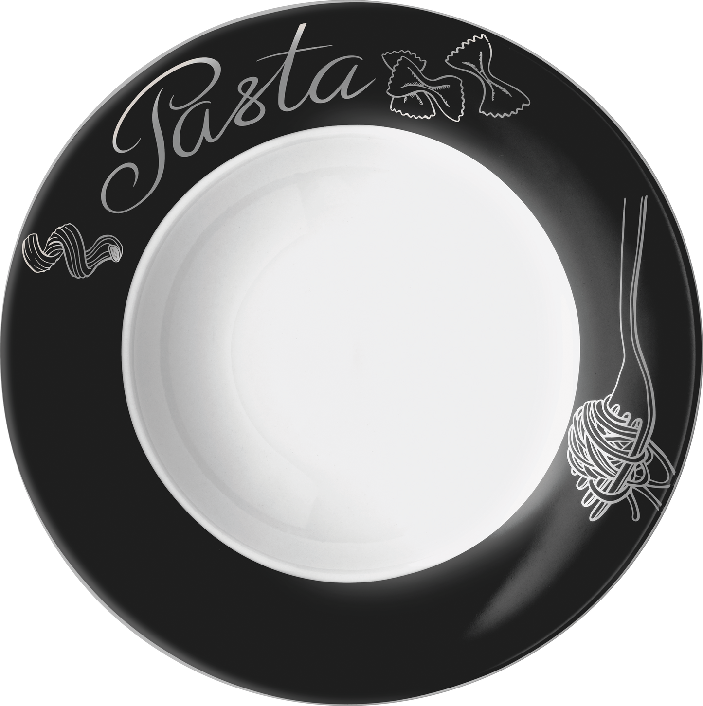 cent Pastateller aus Porzellan, rund mit Black-Silver-Dekor, Ø 27 cm