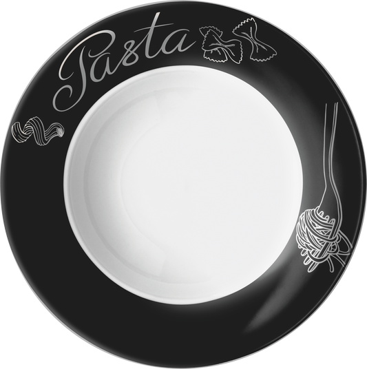 cent Pastateller aus Porzellan, rund mit Black-Silver-Dekor, Ø 27 cm
