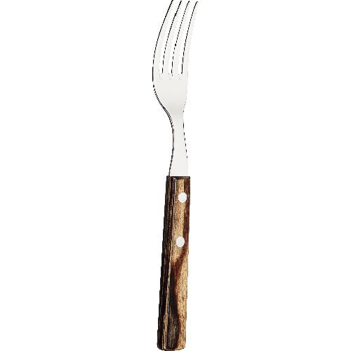 Tramontina Steak-/Pizzabesteck Churrasco Gabel 20cm, ergonomischer Holzgriff, Edelstahlklinge