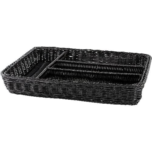 cent Korb Besteck 4 Fächer, schwarz, für die Organisation von Besteck in der Gastronomie