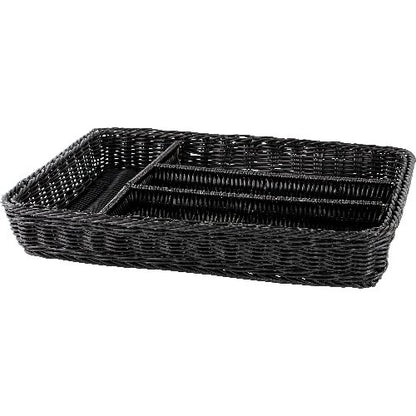 cent Korb Besteck 4 Fächer, schwarz, für die Organisation von Besteck in der Gastronomie