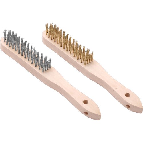 Hendi Drahtbürsten Edelstahl und Messing, 29 cm, 2er Set zur Reinigung von Grillflächen