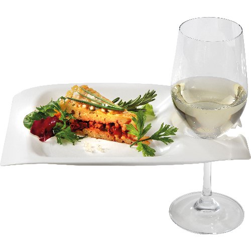 Fries Partyteller eckig 22,5x16cm mit integriertem Glashalter für Buffets