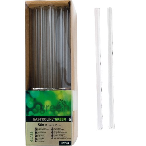 Kögler Trinkhalme aus Glas, 20cm lang, ideal für Getränke in der Gastronomie
