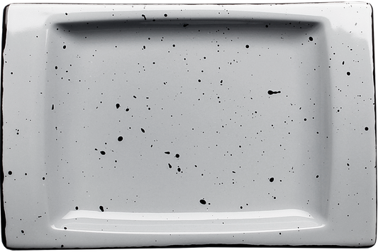 cent Granja graubraun flache eckige Porzellanplatte 18x12cm für Gastronomie