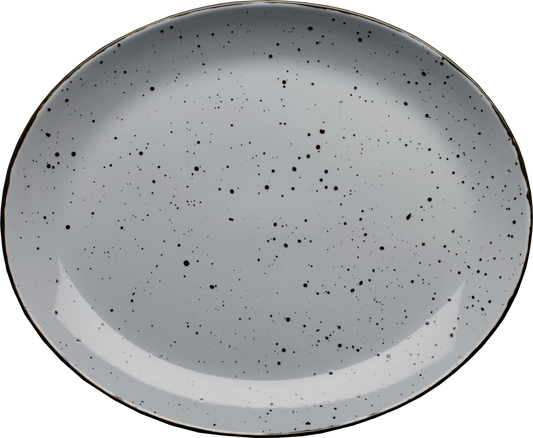 cent Granja graubraun flache ovale Platte 31x25,5cm für Gastronomie