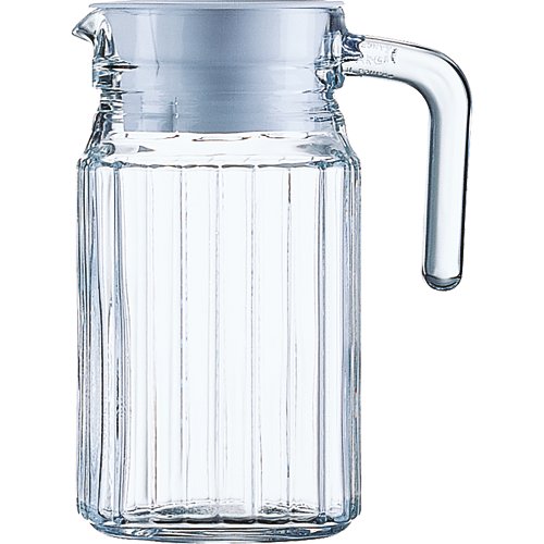 Arcoroc Krug Quadro mit Deckel, 0,5L Glas für Getränke