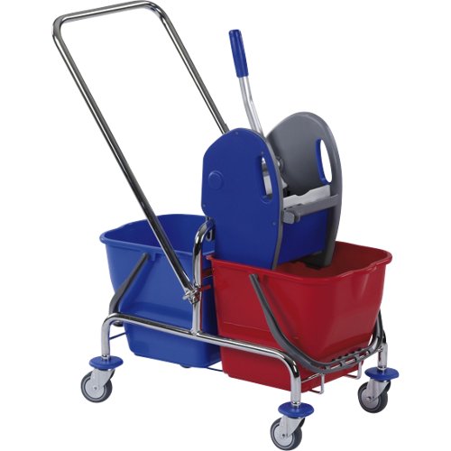 Floorstar Reinigungswagen dopp. 2 x 17 L rot/blau fahrbar für effiziente Reinigung