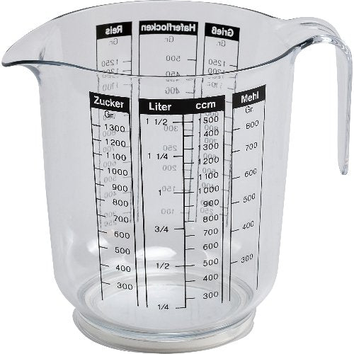 cent Messbecher 1500 ml transparent mit Gummifuß für präzises Messen in der Gastronomie
