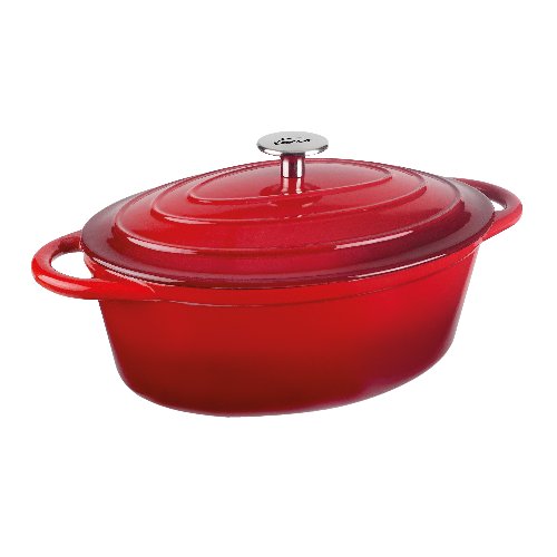 Lacor Kasserolle mit Deckel oval 29x21,5x11cm 4L Gusseisen red für gewerbliche Nutzung