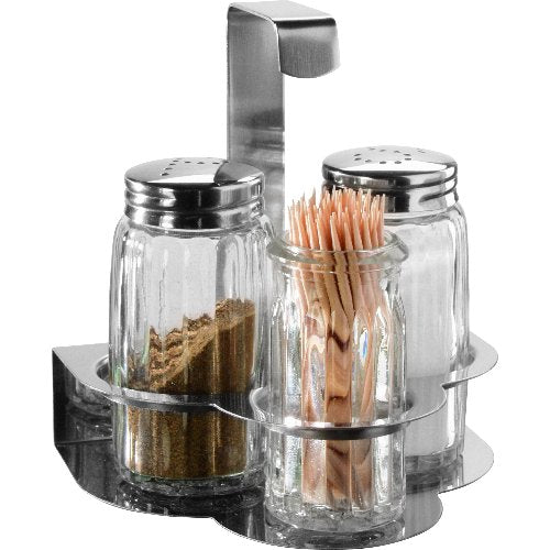 cent Salz/Pfeffer/Zahnstocher-Set aus Glas und Edelstahl für Gastronomie