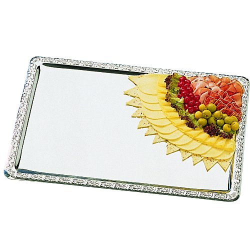 APS Serviertablett Barockrand Edelstahl 42x31 cm